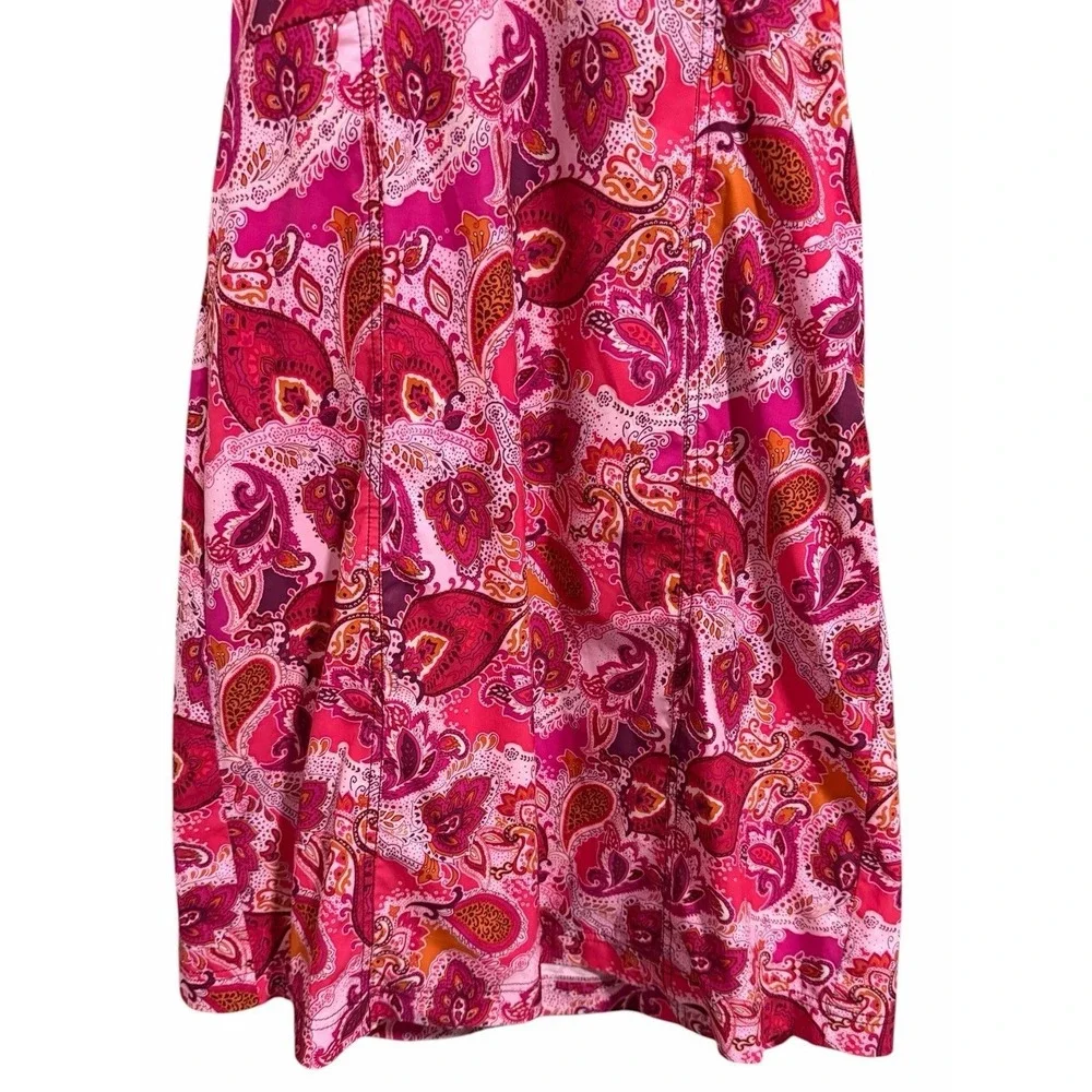Athleta Pack Everywhere‎ Halter Travel Athletic Dress Red Pink Paisley Size 10